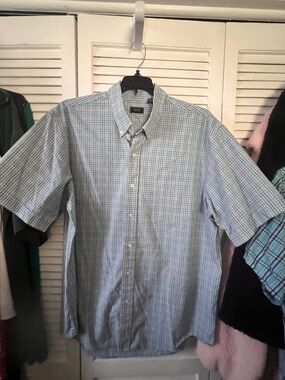 Arrow Light Blue Plaid Short Sleeve Button-Down Shirt
